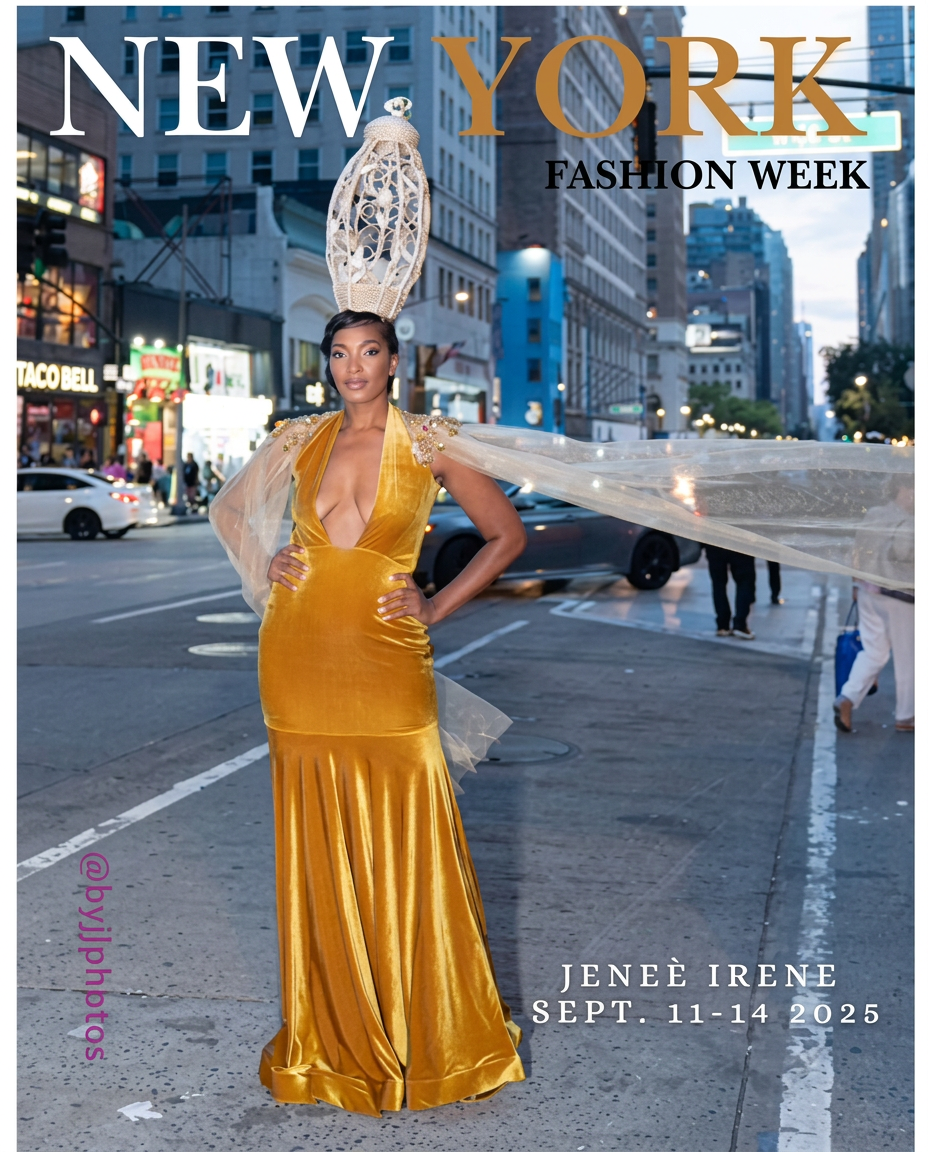 Jeneé in a gold gown for her 40th birthday celebration